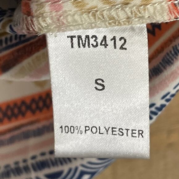 THML 1/2 Zip Multi Pattern Striped Racerback Tank Top Round Hem Size Small - Picture 4 of 7